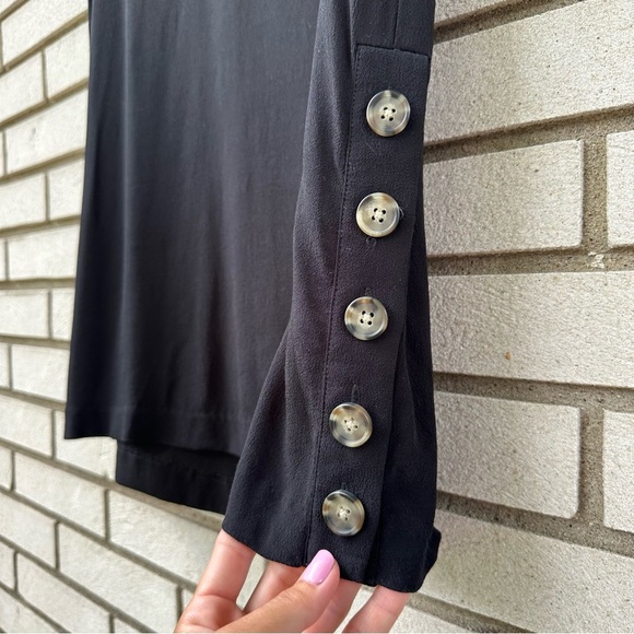 Madewell Side-Button Easy Dress Black Viscose Shift Dress Size M Minimalist - Picture 7 of 10